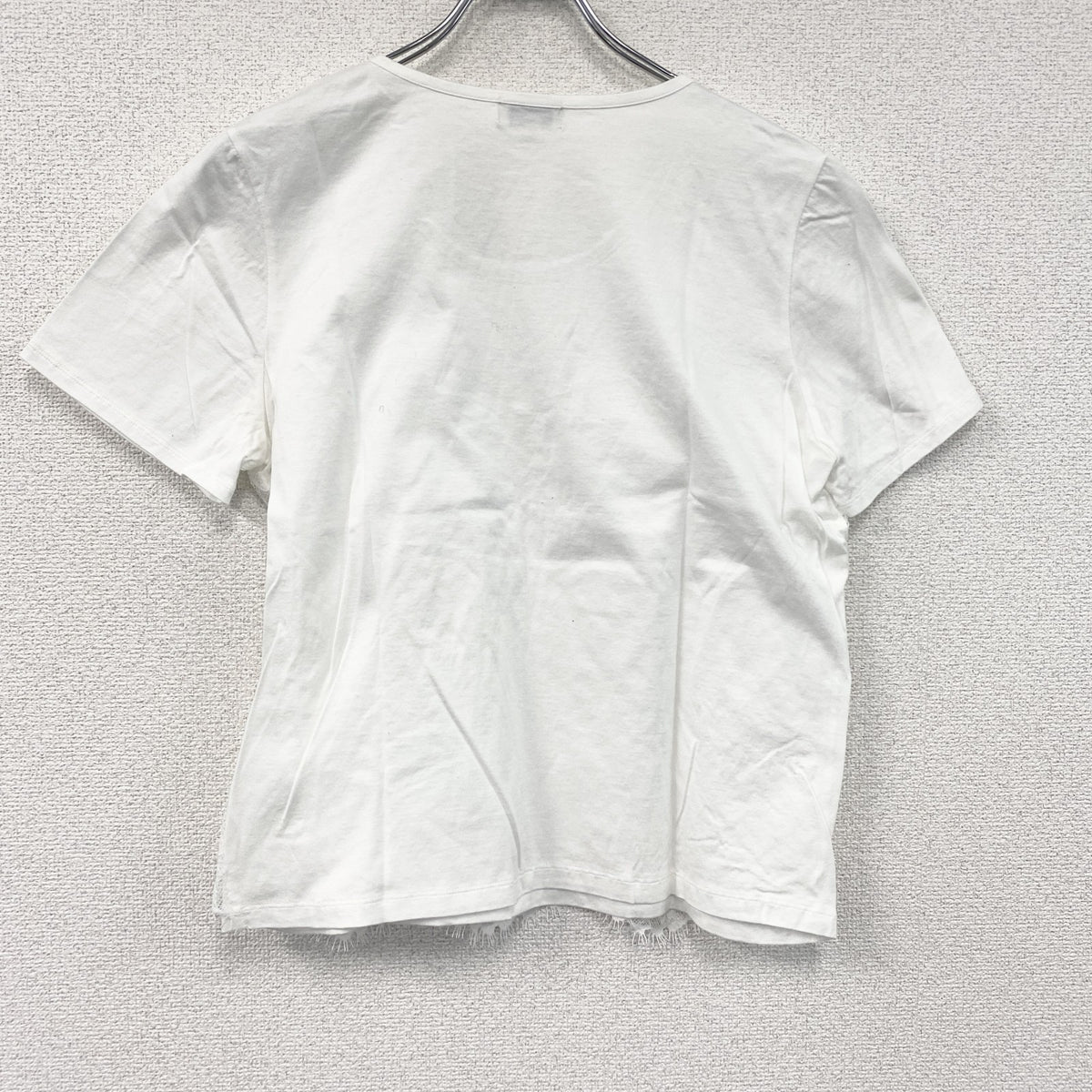 SCAPA　スキャパ　レース装飾半袖Tシャツ　白　ホワイト　44サイズ　古着