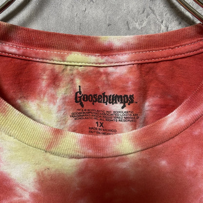 古着 used　Goose Bumps　半袖ムービープリントTシャツ　タイダイ柄　ホラーT　ピンク　ビッグシルエット　XLサイズ