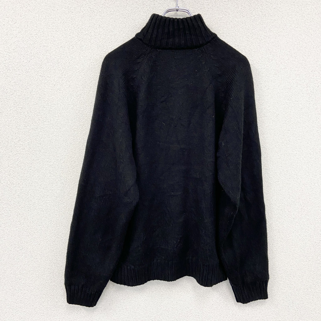 Kappa　カッパ　ハーフジップアクリルニットセーター　刺繍ロゴ　黒　ブラック　Mサイズ　古着