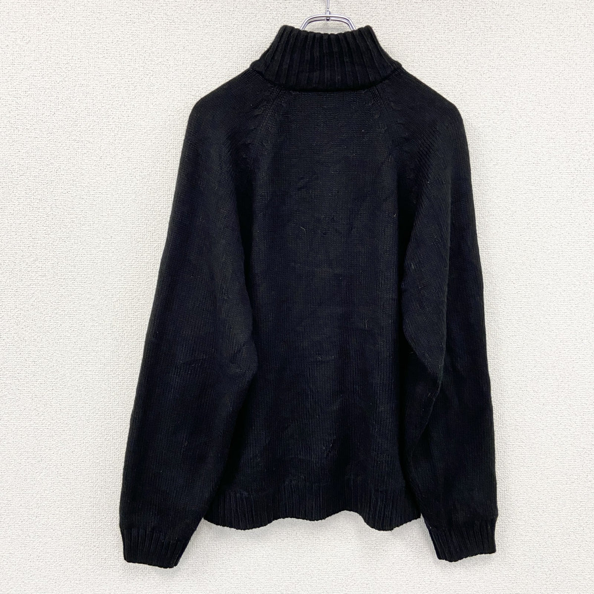 Kappa　カッパ　ハーフジップアクリルニットセーター　刺繍ロゴ　黒　ブラック　Mサイズ　古着