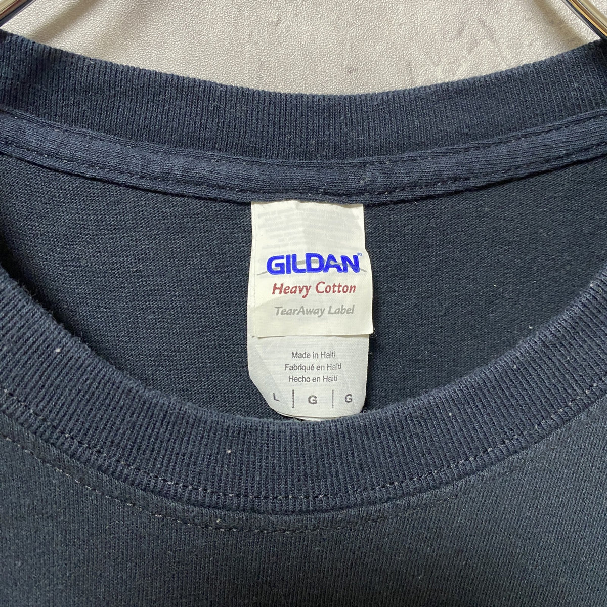 GILDAN　ギルダン　半袖クルーネックTシャツ　バックプリント　ロブスターボート　黒　ブラック　Lサイズ　古着