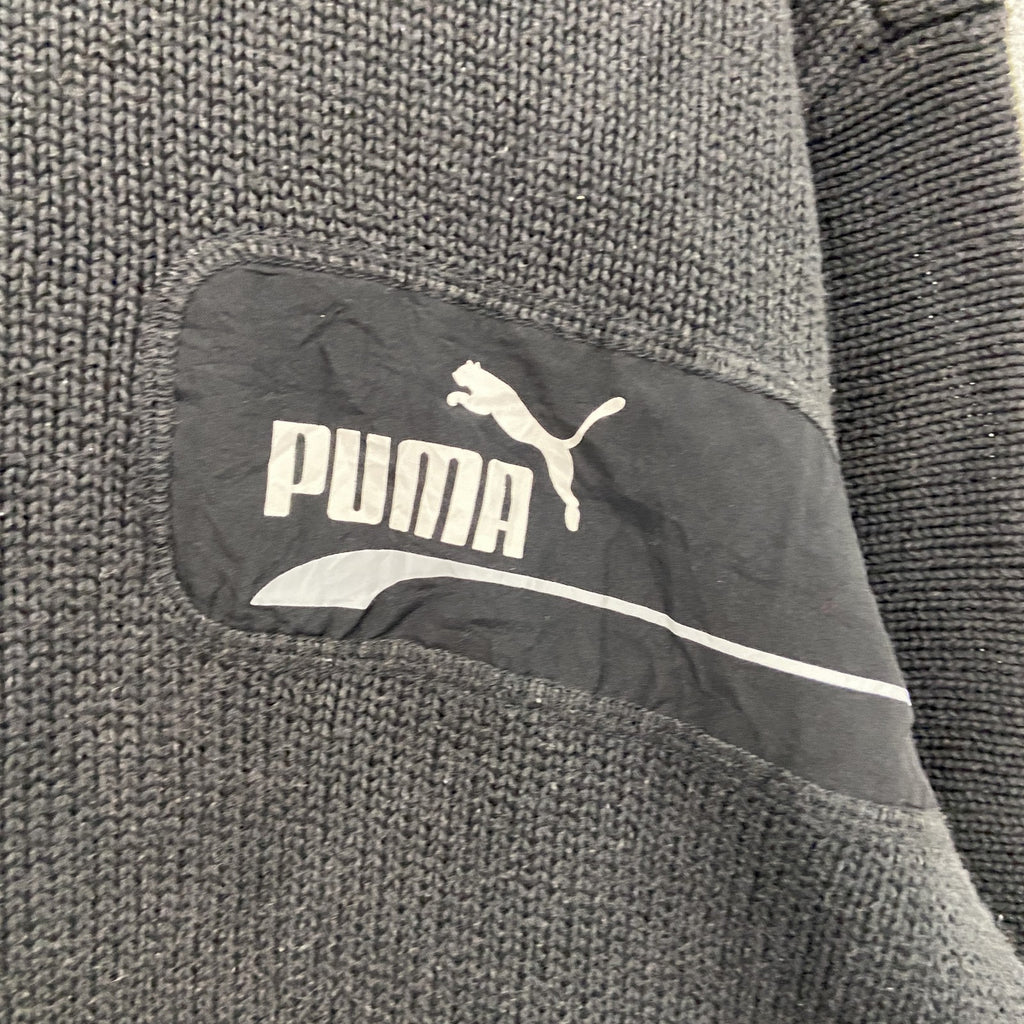 PUMA　プーマ　ニットセーター　ワンポイント　黒　ブラック　XLサイズ　古着