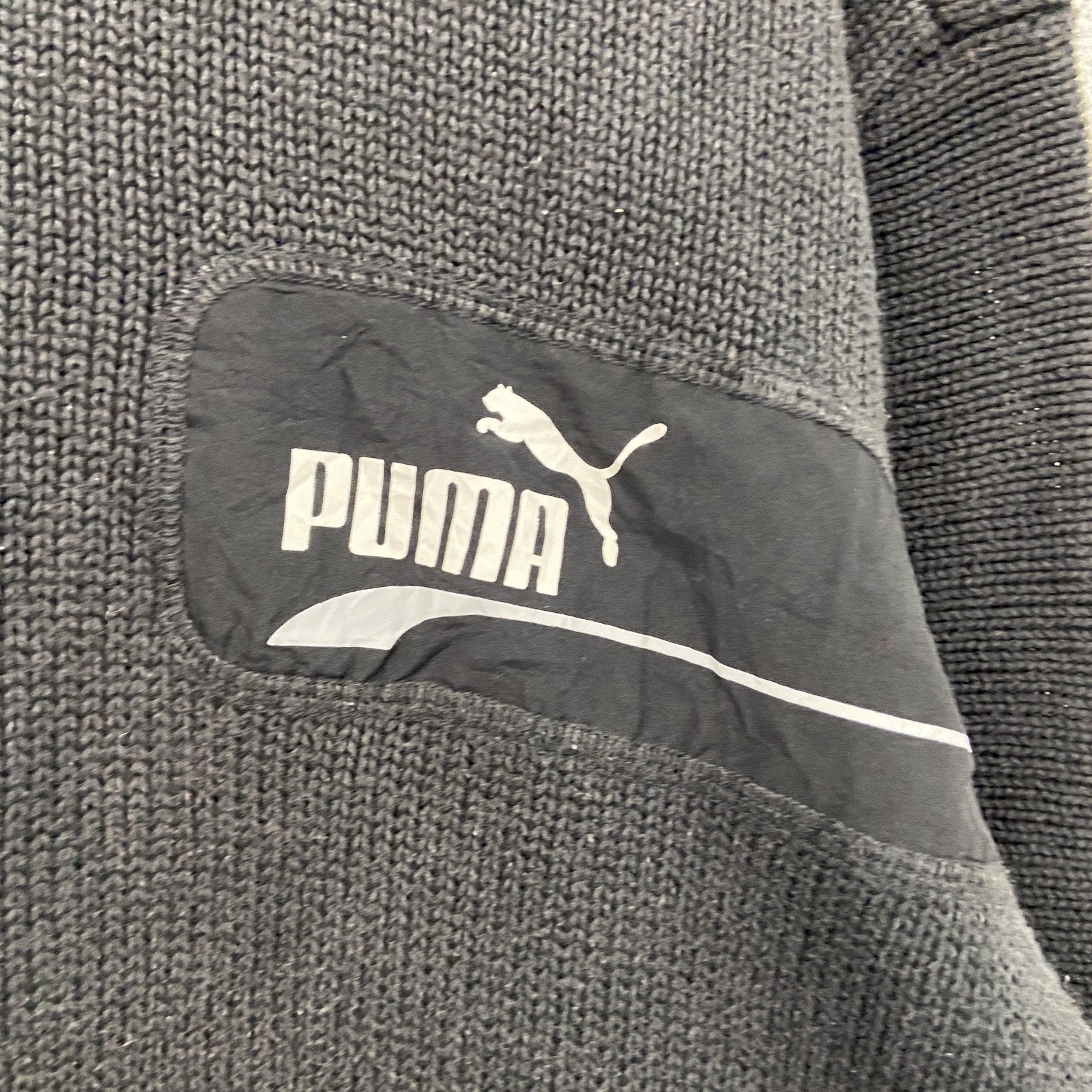 PUMA　プーマ　ニットセーター　ワンポイント　黒　ブラック　XLサイズ　古着