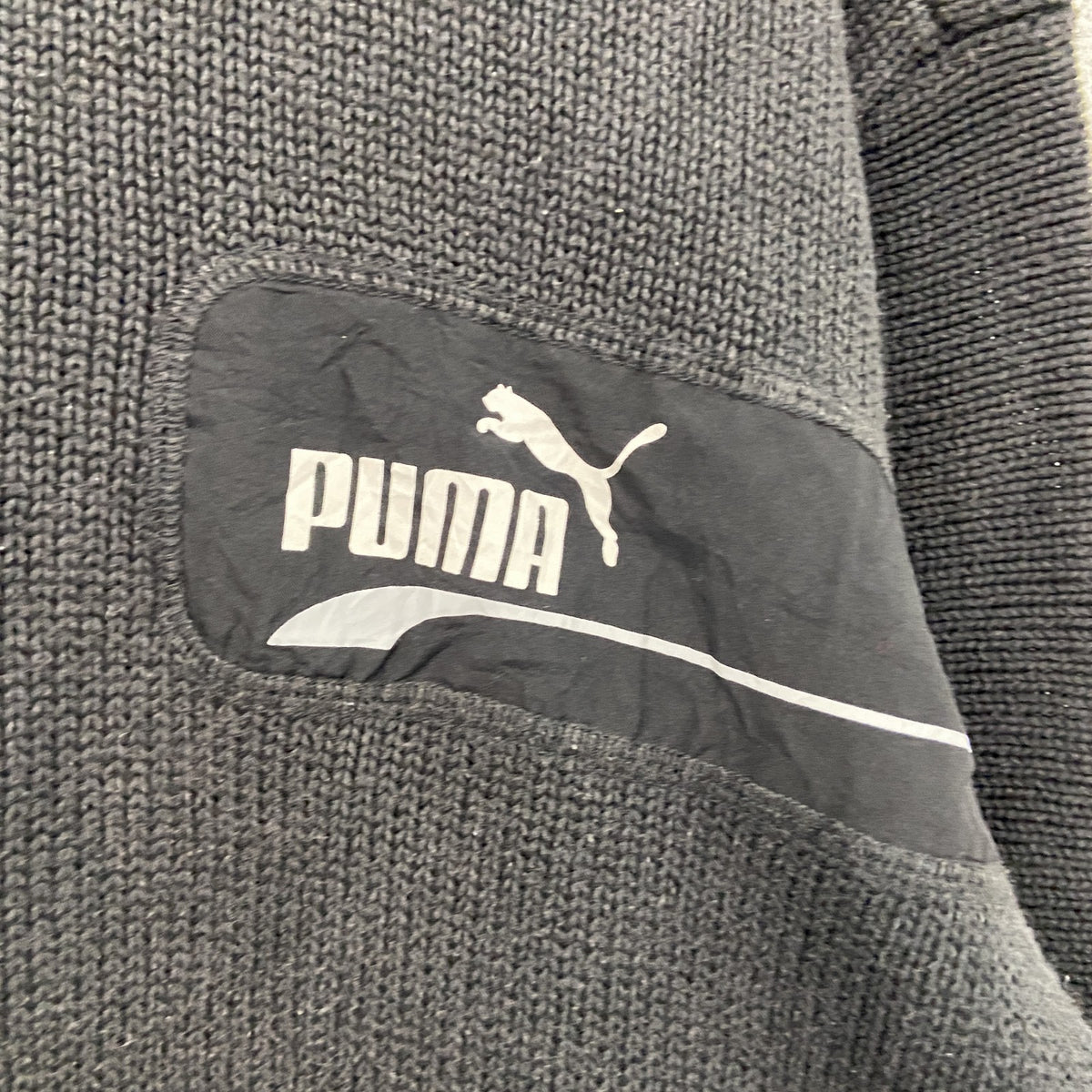 PUMA　プーマ　ニットセーター　ワンポイント　黒　ブラック　XLサイズ メンズ 古着