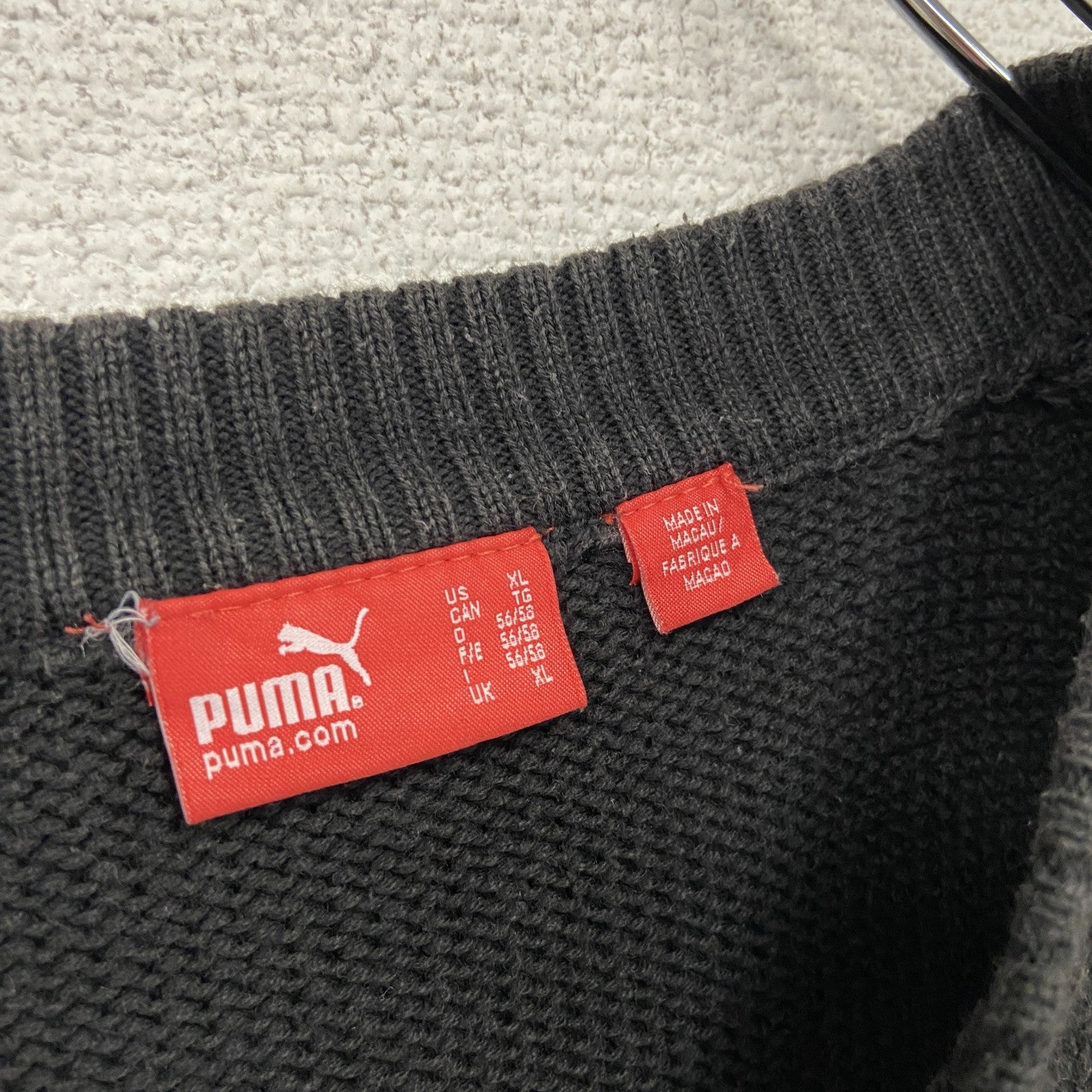 PUMA　プーマ　ニットセーター　ワンポイント　黒　ブラック　XLサイズ　古着