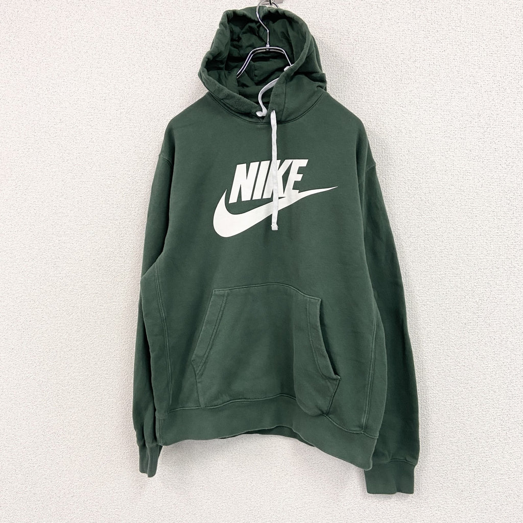 NIKE　ナイキ　スウェットパーカー/フーディー　スウッシュ　デカロゴ　緑　グリーン　Mサイズ　古着