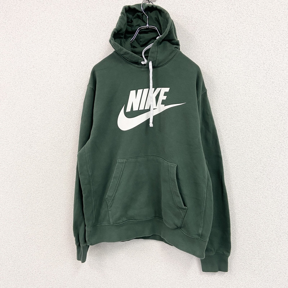 NIKE　ナイキ　スウェットパーカー/フーディー　スウッシュ　デカロゴ　緑　グリーン　Mサイズ　古着