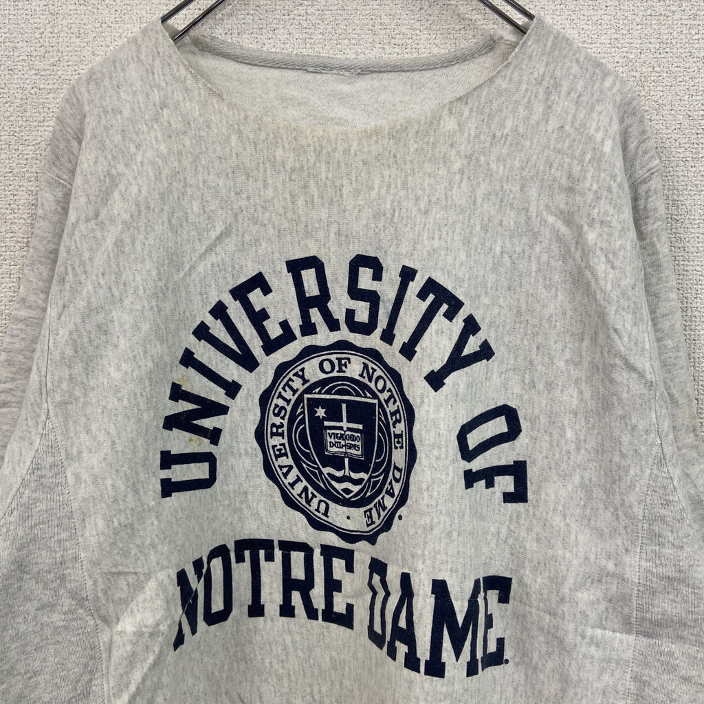 Champion　チャンピオン　スウェット/トレーナー　3連プリント　アーチプリント　リメイク加工　霜降りグレー　　古着