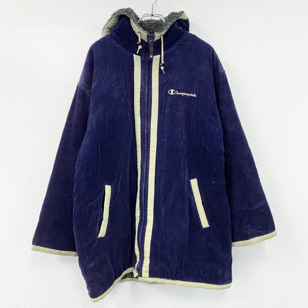 Champion　チャンピオン　コーデュロイジャケット　フーディー　紺　ネイビー メンズ コットン 古着