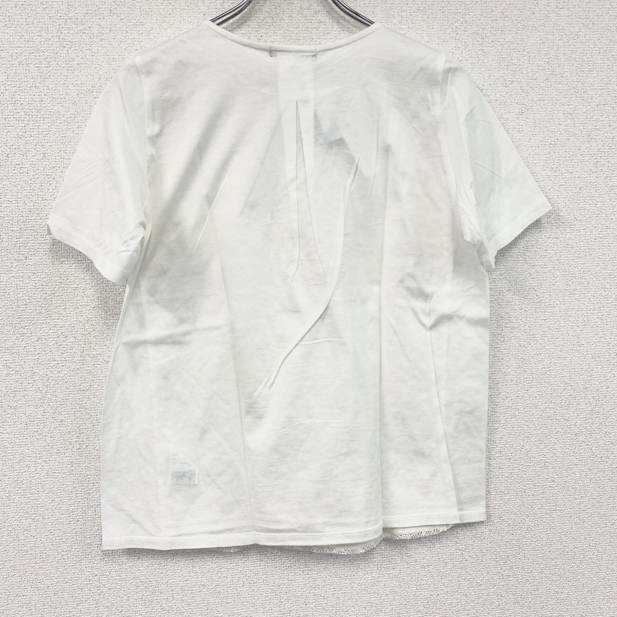 Esche　エッシュ　レース装飾半袖Tシャツ　デッドストック　白　ホワイト　42サイズ カットソー レディース コットン 古着