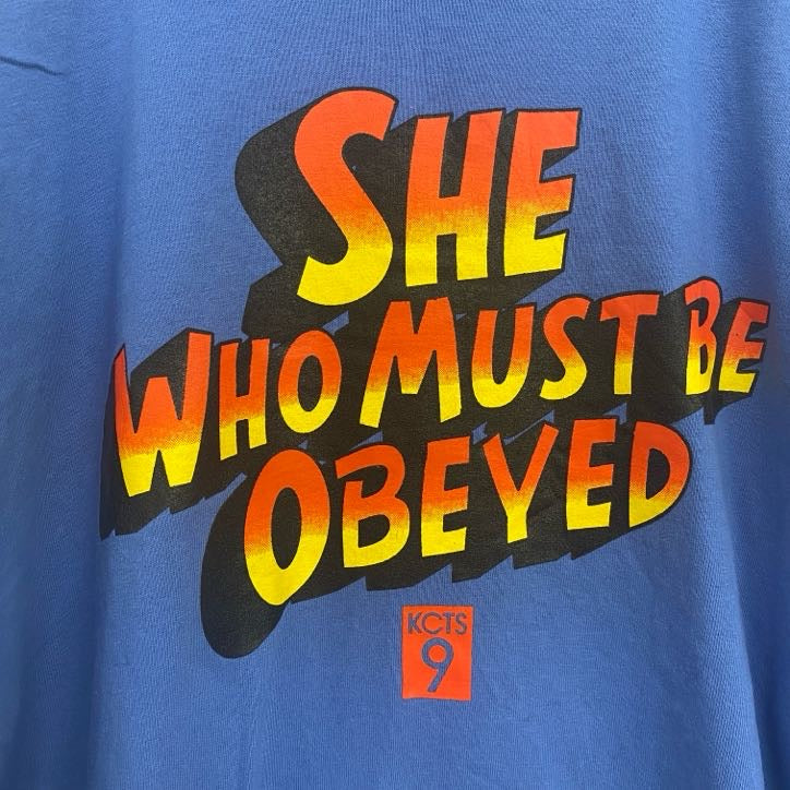 半袖プリントTシャツ　レトロデザイン　シングルステッチ　クルーネック　ヴィンテージ　青　ブルー　XLサイズ　古着
