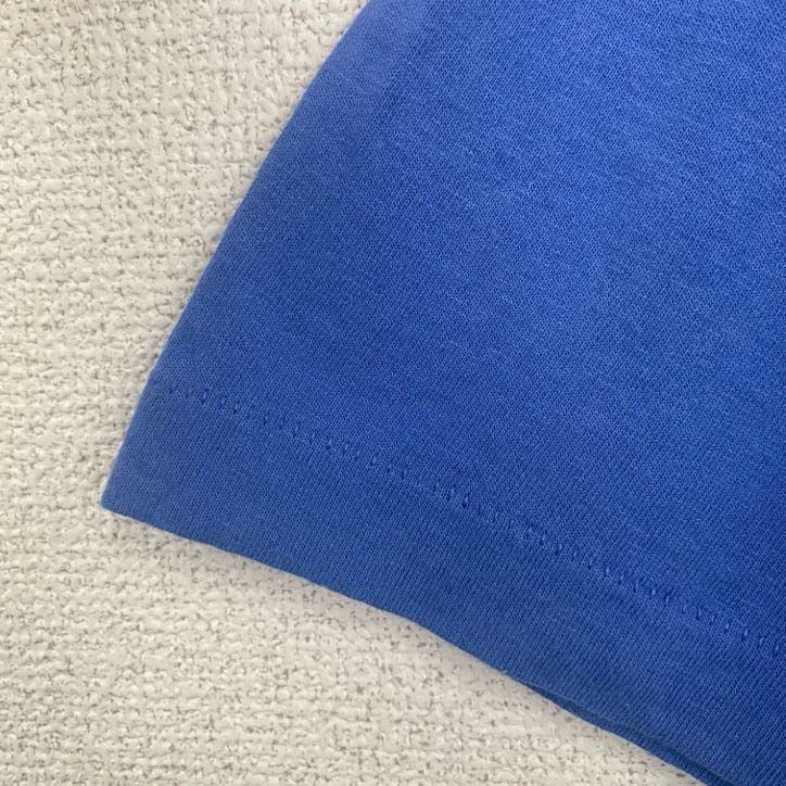 半袖プリントTシャツ　レトロデザイン　シングルステッチ　クルーネック　ヴィンテージ　青　ブルー　XLサイズ　古着