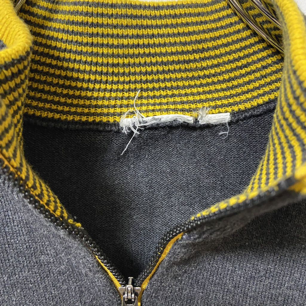 puma プーマ　長袖ハーフジップニット　セーター　ワンポイントロゴ刺繍　ライン　カラフル　Sサイズ　古着