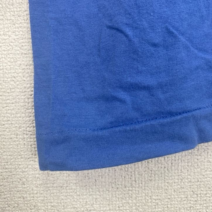 半袖プリントTシャツ　レトロデザイン　シングルステッチ　クルーネック　ヴィンテージ　青　ブルー　XLサイズ　古着