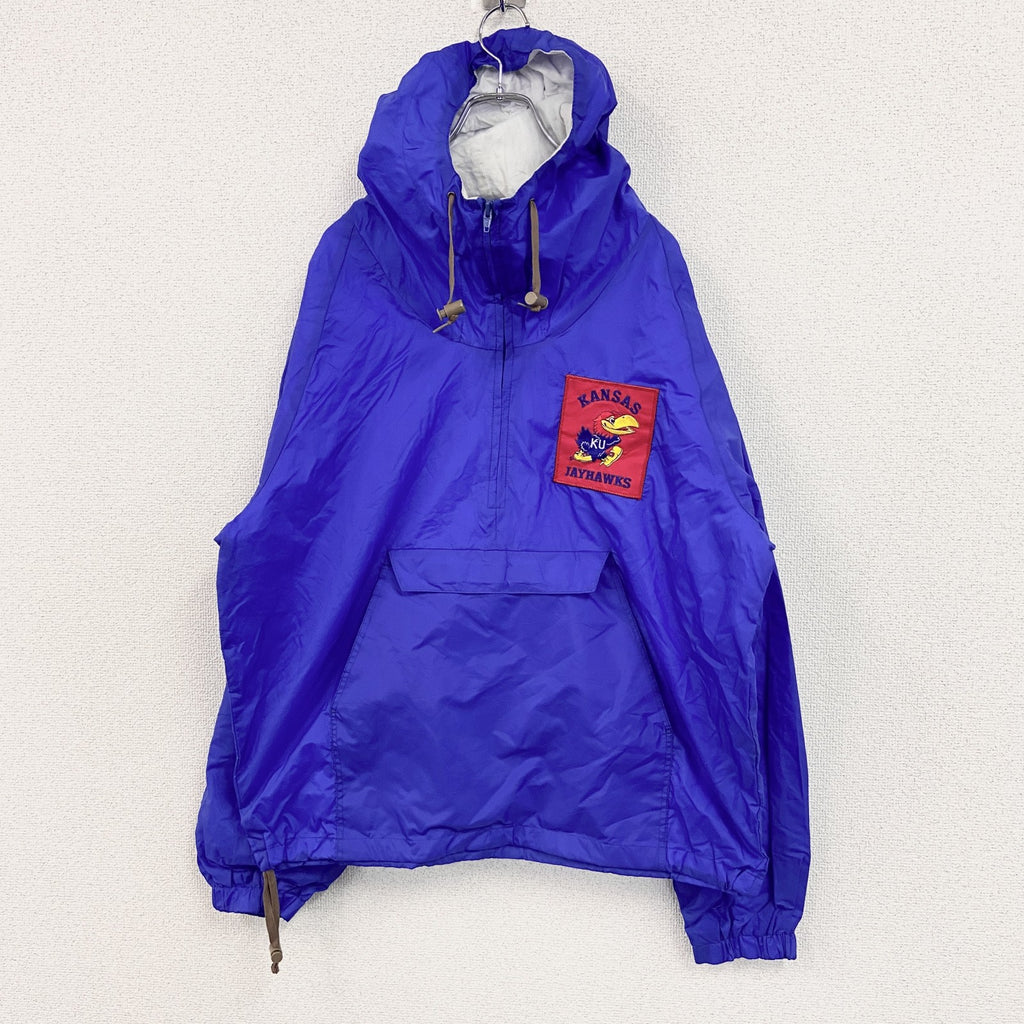 90s～　GTM SPORTSWEAR　アノラックパーカー　カンザス大学　ヴィンテージ　青　ブルー　XLサイズ　古着