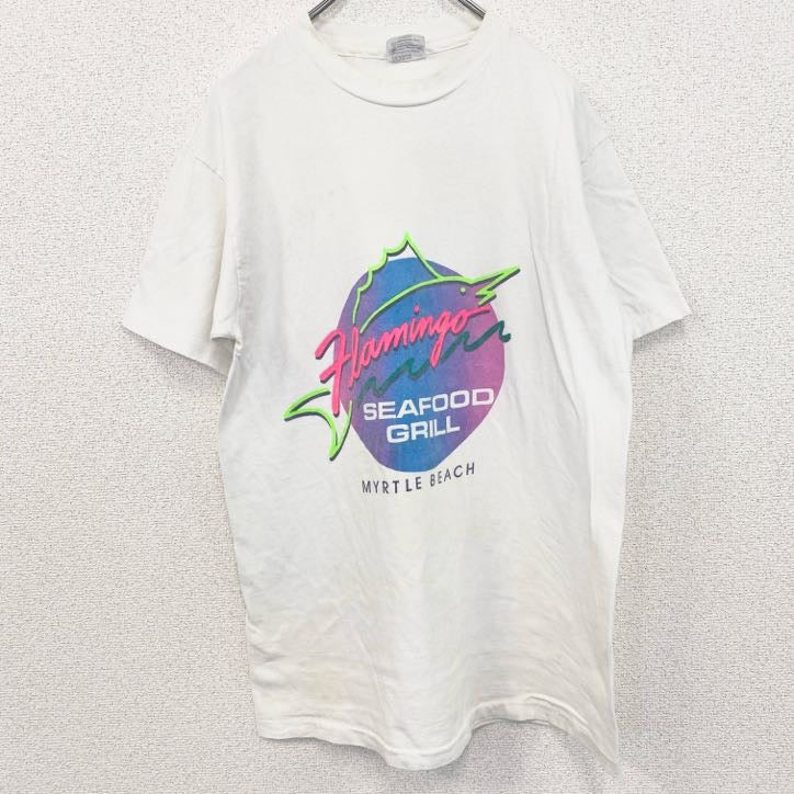 90s　USA製　半袖プリントTシャツ　100%コットン　カジキマグロ　シングルステッチ　ヴィンテージ　Lサイズ　古着
