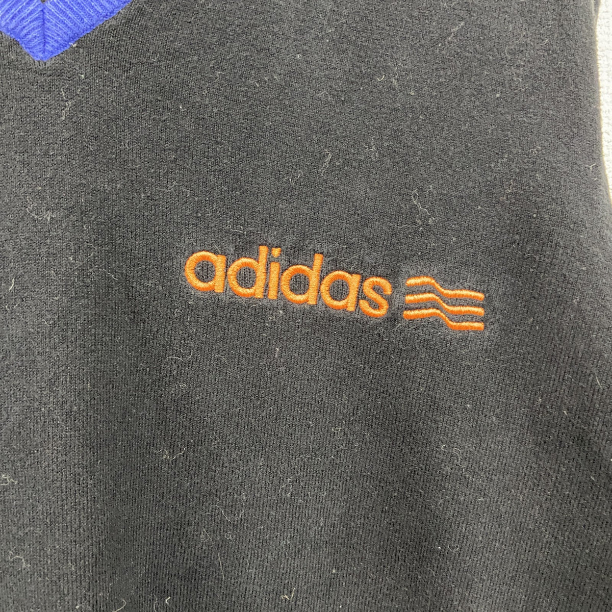 adidas　アディダス　コットンニットセーター　Vネック　黒　ブラック　Sサイズ メンズ ナイロン 古着