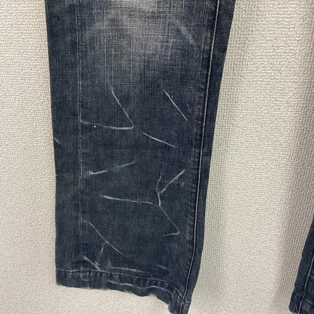 デニムパンツ/ジーンズ　ジップフライ　インディゴ メンズ コットン 古着