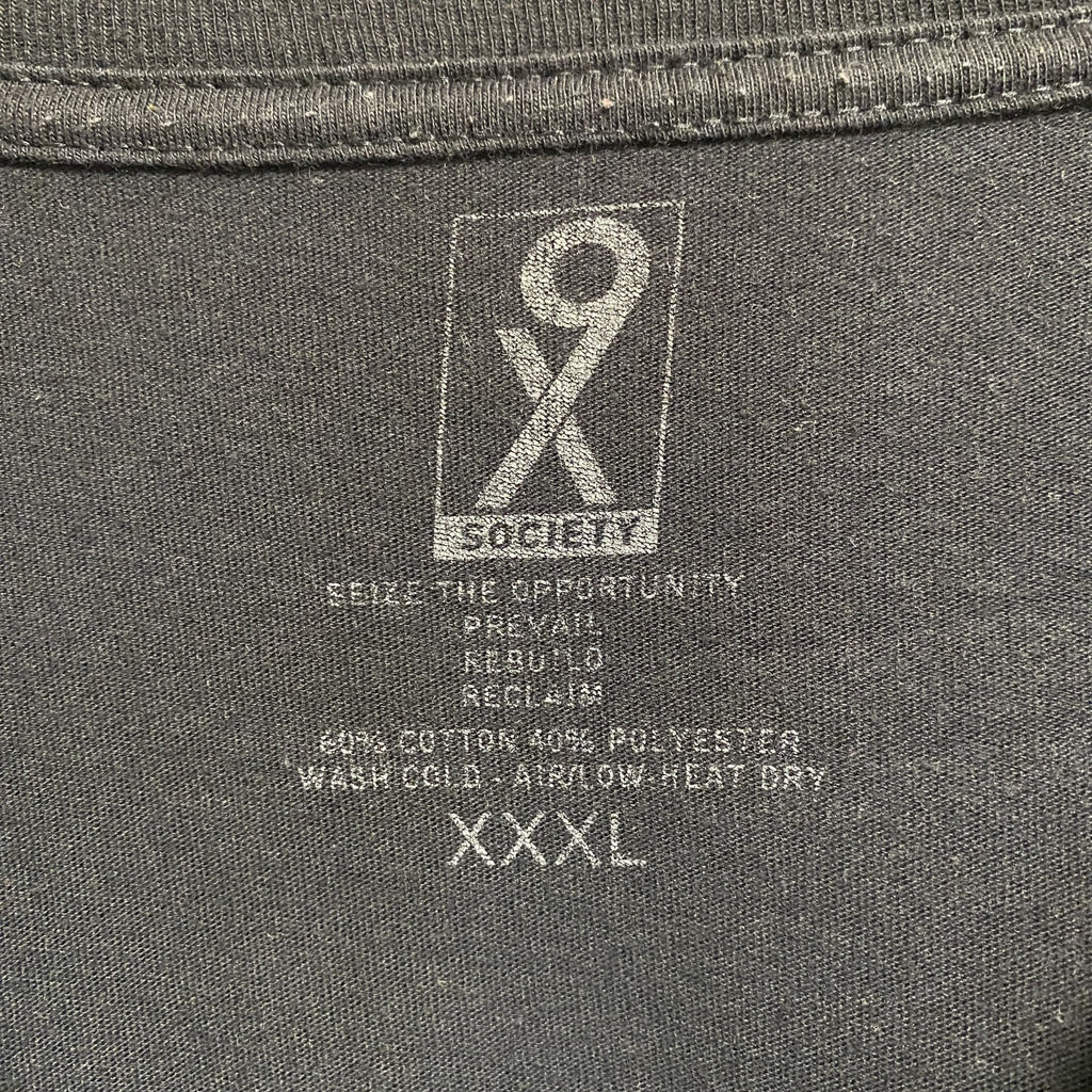 SOCIETY　半袖ロゴプリントTシャツ　黒　ブラック　稲妻　雷　レトロデザイン　ビッグシルエット　3XLサイズ　古着