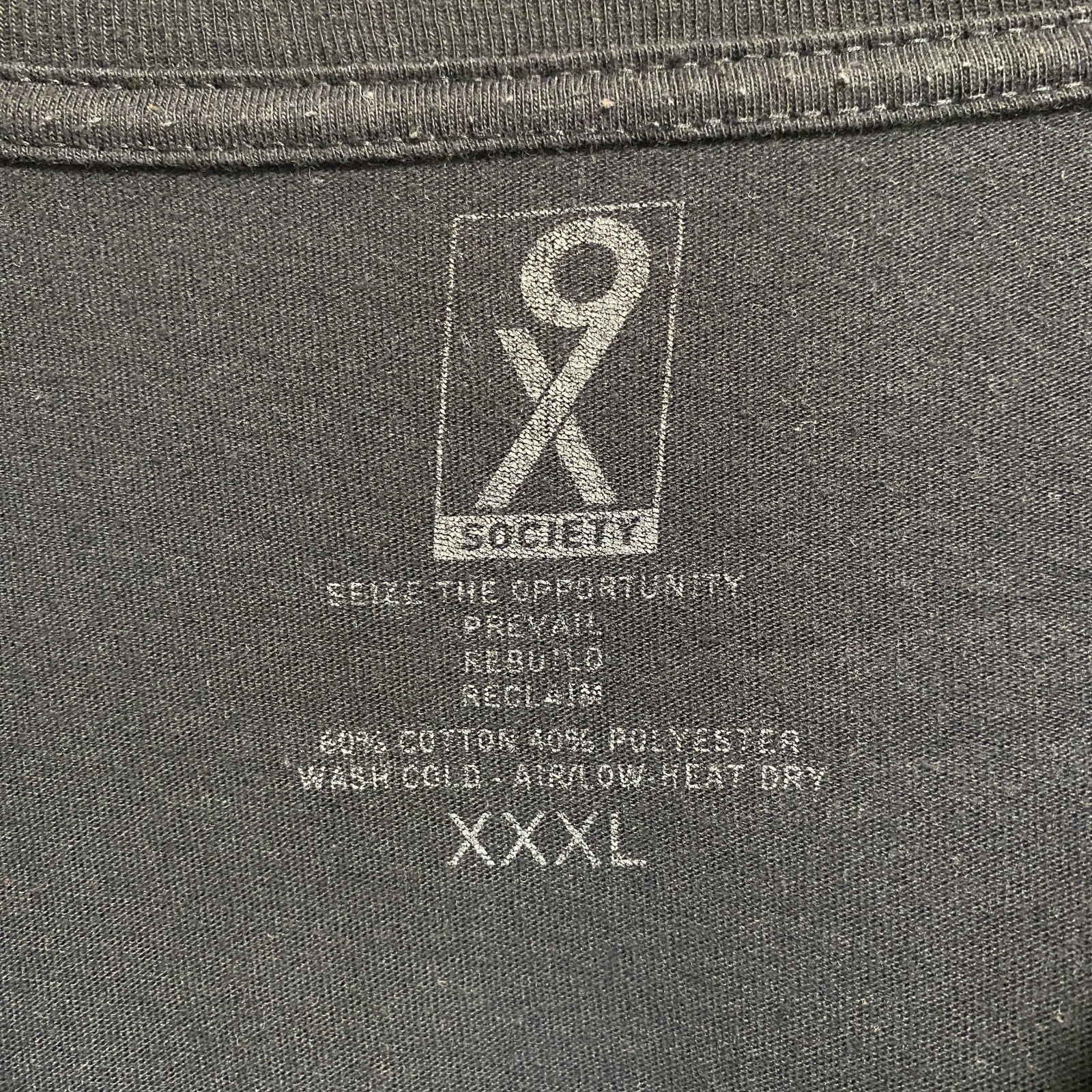 SOCIETY　半袖ロゴプリントTシャツ　黒　ブラック　稲妻　雷　レトロデザイン　ビッグシルエット　3XLサイズ　古着