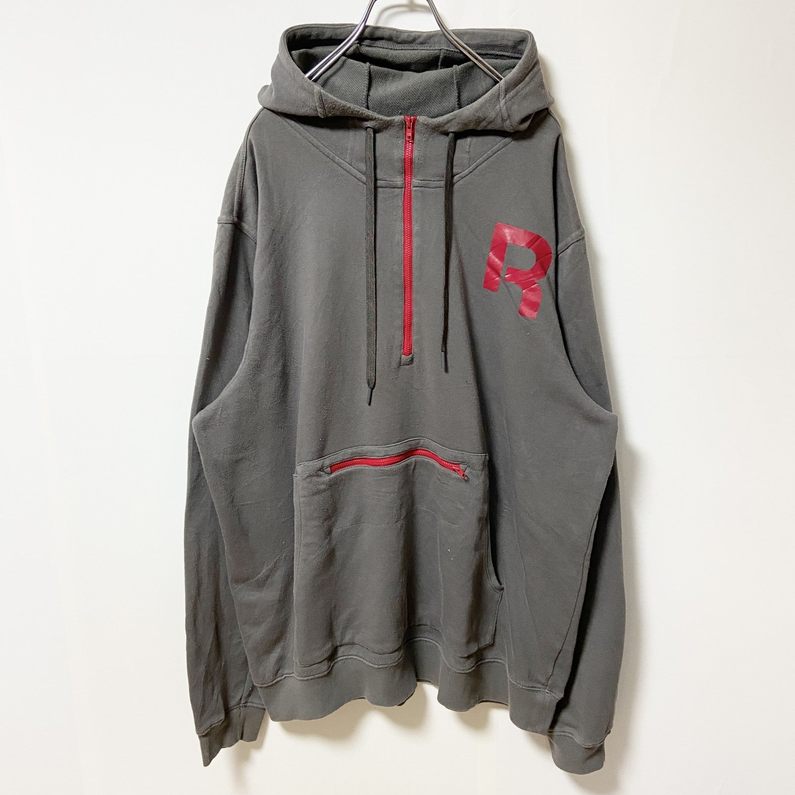 Reebok リーボック　長袖ハーフジップパーカー　フード付きトレーナー　ワンポイントロゴ　XXLサイズ　古着
