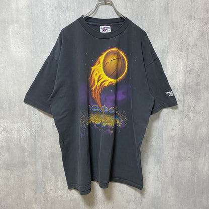 古着 used　Reebok　リーボック　半袖プリントＴシャツ　basketball　バスケ　黒　ビッグシルエット　XLサイズ