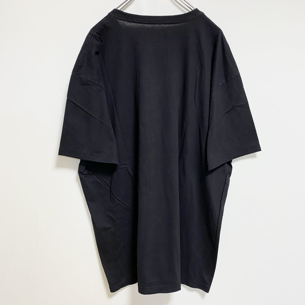 SOCIETY　半袖ロゴプリントTシャツ　黒　ブラック　稲妻　雷　レトロデザイン　ビッグシルエット　3XLサイズ　古着