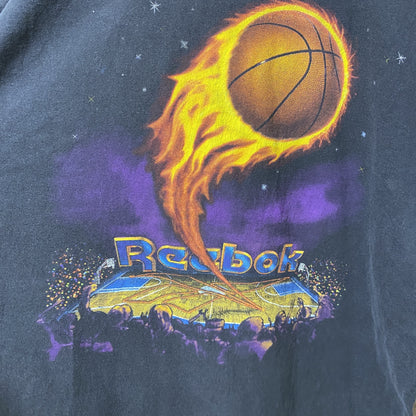 古着 used　Reebok　リーボック　半袖プリントＴシャツ　basketball　バスケ　黒　ビッグシルエット　XLサイズ