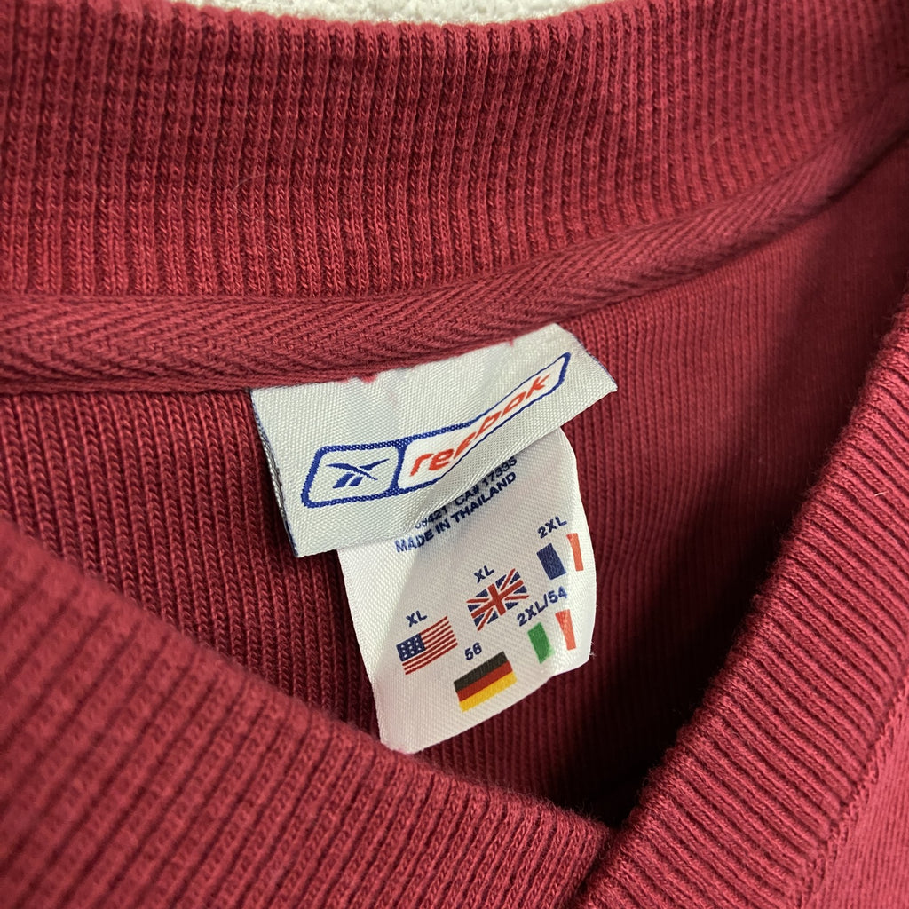 00s～　Reebok　リーボック　コットンニットベスト　ヴィンテージ　刺繍ロゴ　赤　レッド　XLサイズ　古着