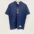 00s　adidas　アディダス　FIFAワールドカップ　半袖プリントTシャツ　Vネック　パフォーマンスロゴ　日の丸　漢字プリント　ヴィンテージ　紺　ネイビー　古着