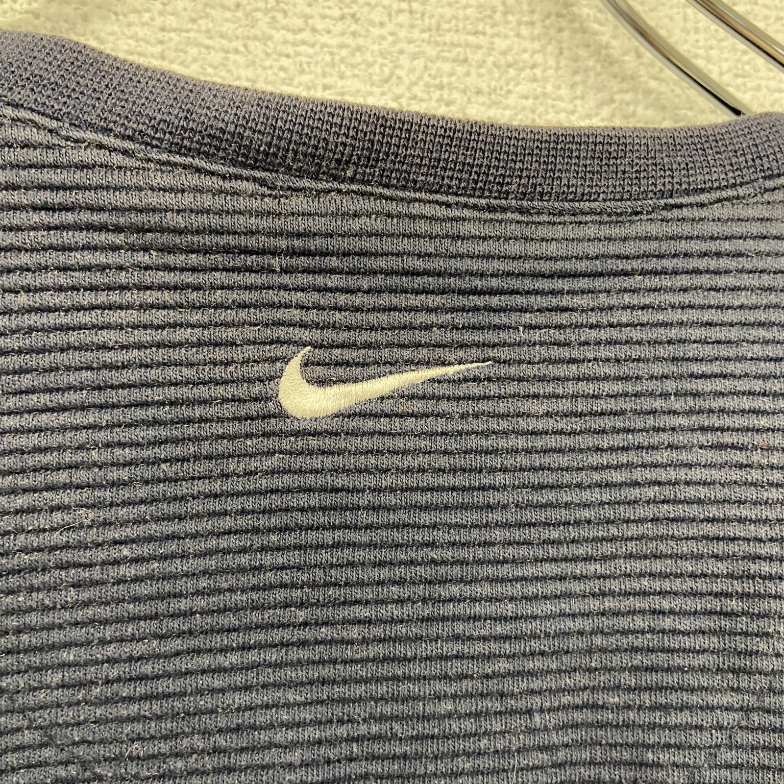 00s　NIKE GOLF　ナイキゴルフ　コットンニットベスト　ヴィンテージ　スウッシュ　刺繍ロゴ　紺　ネイビー　Lサイズ　古着