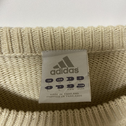 古着 used　adidas アディダス　長袖ワンポイントロゴ刺繍ニット　セーター　厚手　ビックシルエット　XLサイズ