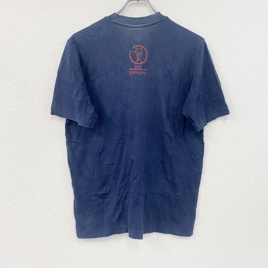 00s　adidas　アディダス　FIFAワールドカップ　半袖プリントTシャツ　Vネック　パフォーマンスロゴ　日の丸　漢字プリント　ヴィンテージ　紺　ネイビー　古着