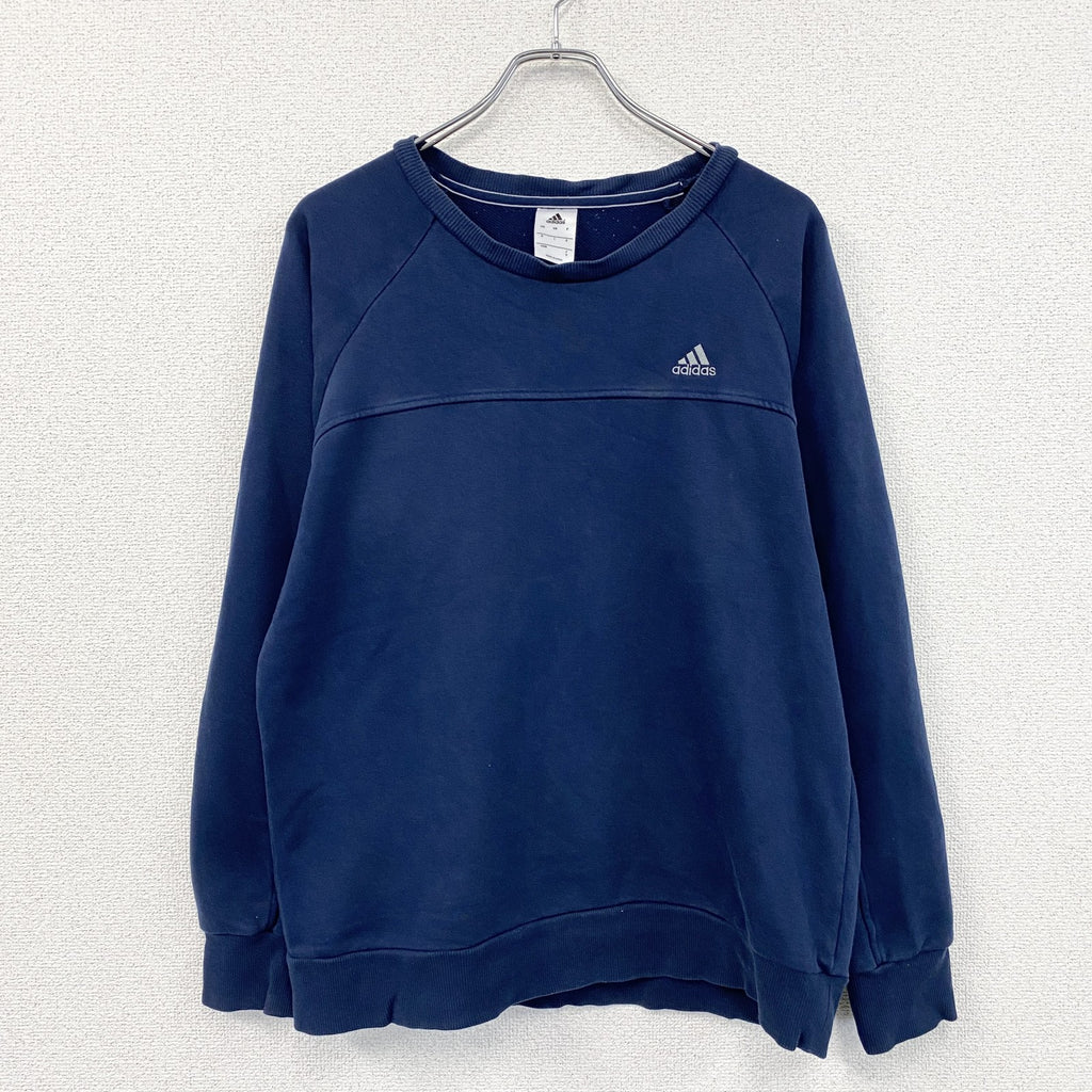 adidas　アディダス　スウェット/トレーナー　ラグランスリーブ　パフォーマンスロゴ　紺　ネイビー　Oサイズ　古着