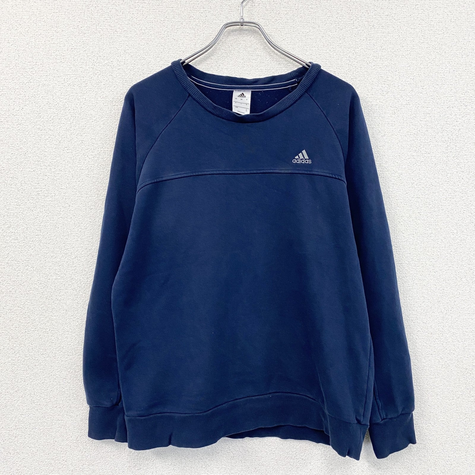 adidas　アディダス　スウェット/トレーナー　ラグランスリーブ　パフォーマンスロゴ　紺　ネイビー　Oサイズ　古着