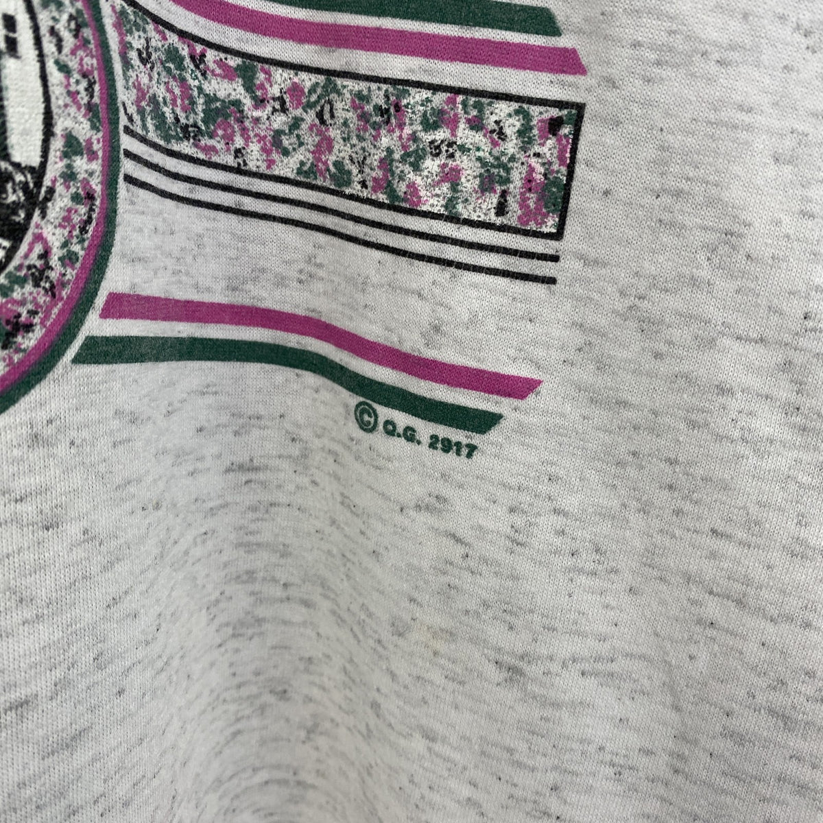 90s　ヴィンテージ　半袖プリントTシャツ　カレッジ風　　灰色　ライトグレー　ニューファンドランド　Lサイズ　古着
