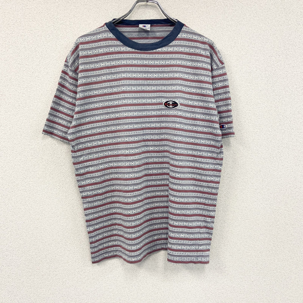 Champion　チャンピオン　半袖Tシャツ　総柄　マルチカラー　Lサイズ　古着