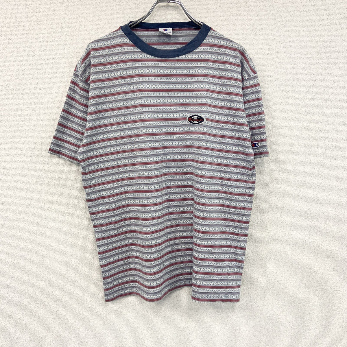 Champion　チャンピオン　半袖Tシャツ　総柄　マルチカラー　Lサイズ　古着