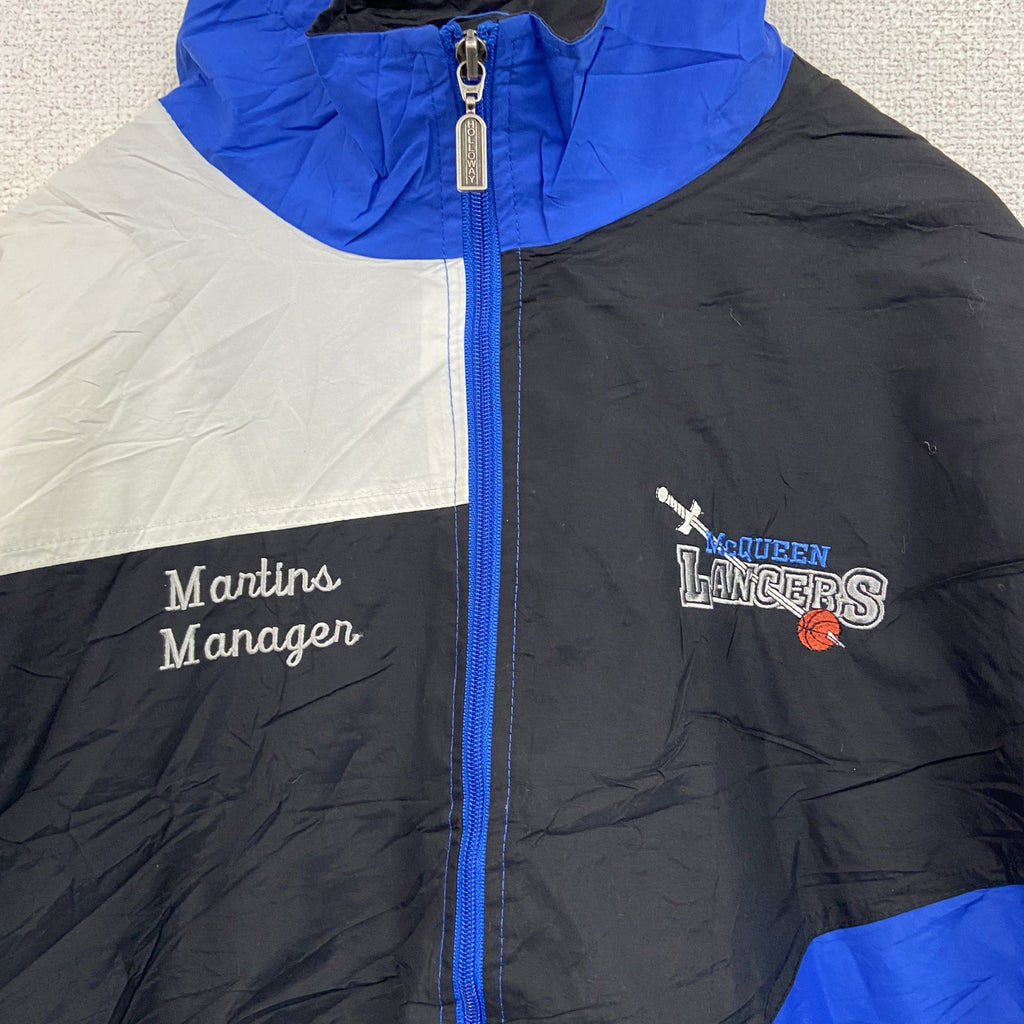 90s　Holloway　ホロウェイ　フルジップナイロンジャケット　ヴィンテージ　マルチカラー　青　ブルー　Lサイズ　古着