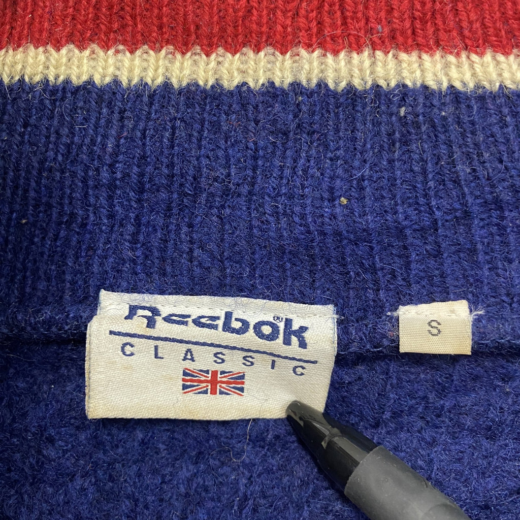 ～00s　Reebok　リーボック　ハーフジップウールニットセーター　ヴィンテージ　紺　ネイビー　Sサイズ　古着