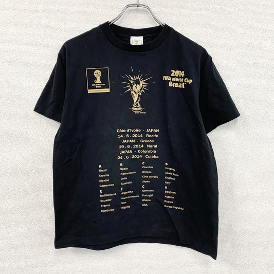 FIFAワールドカップブラジル 2014　半袖プリントTシャツ　黒　ブラック　Mサイズ