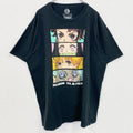 鬼滅の刃　半袖アニメプリントTシャツ　レトロ　クルーネック　Demon Slayer　黒　ブラック　2XLサイズ　古着