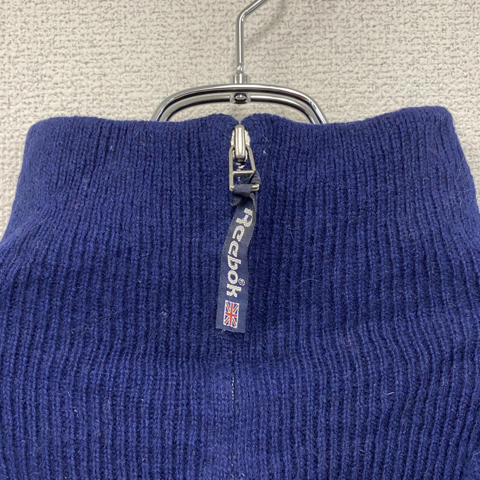 ～00s　Reebok　リーボック　ハーフジップウールニットセーター　ヴィンテージ　紺　ネイビー　Sサイズ　古着