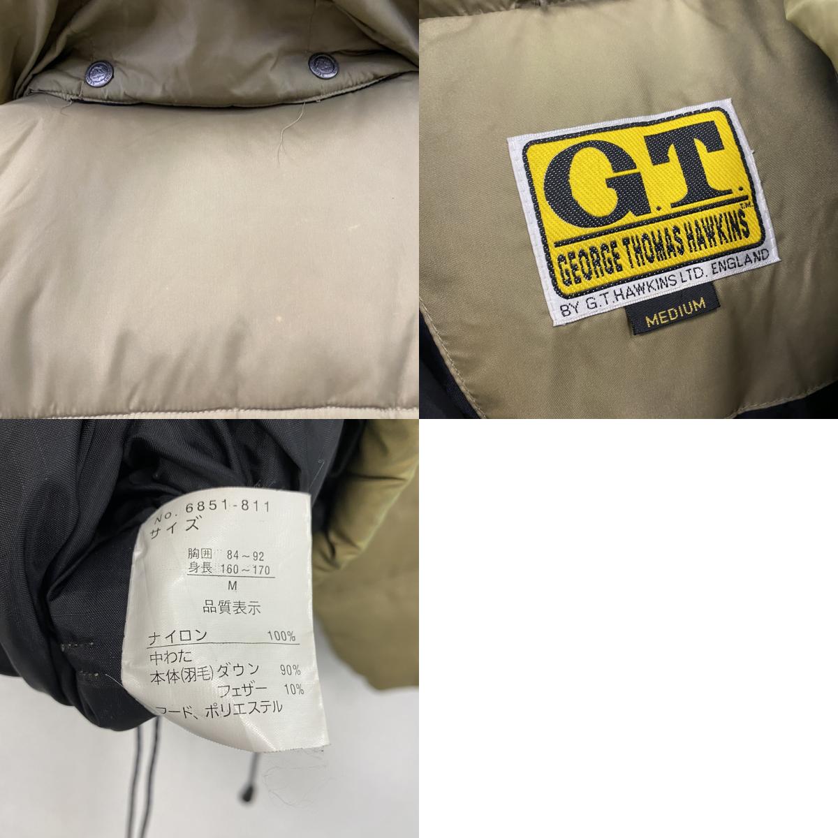 GT HAWKINS　ダウンパーカー　ダウンジャケット　ダウン90％　カーキ　Mサイズ　古着