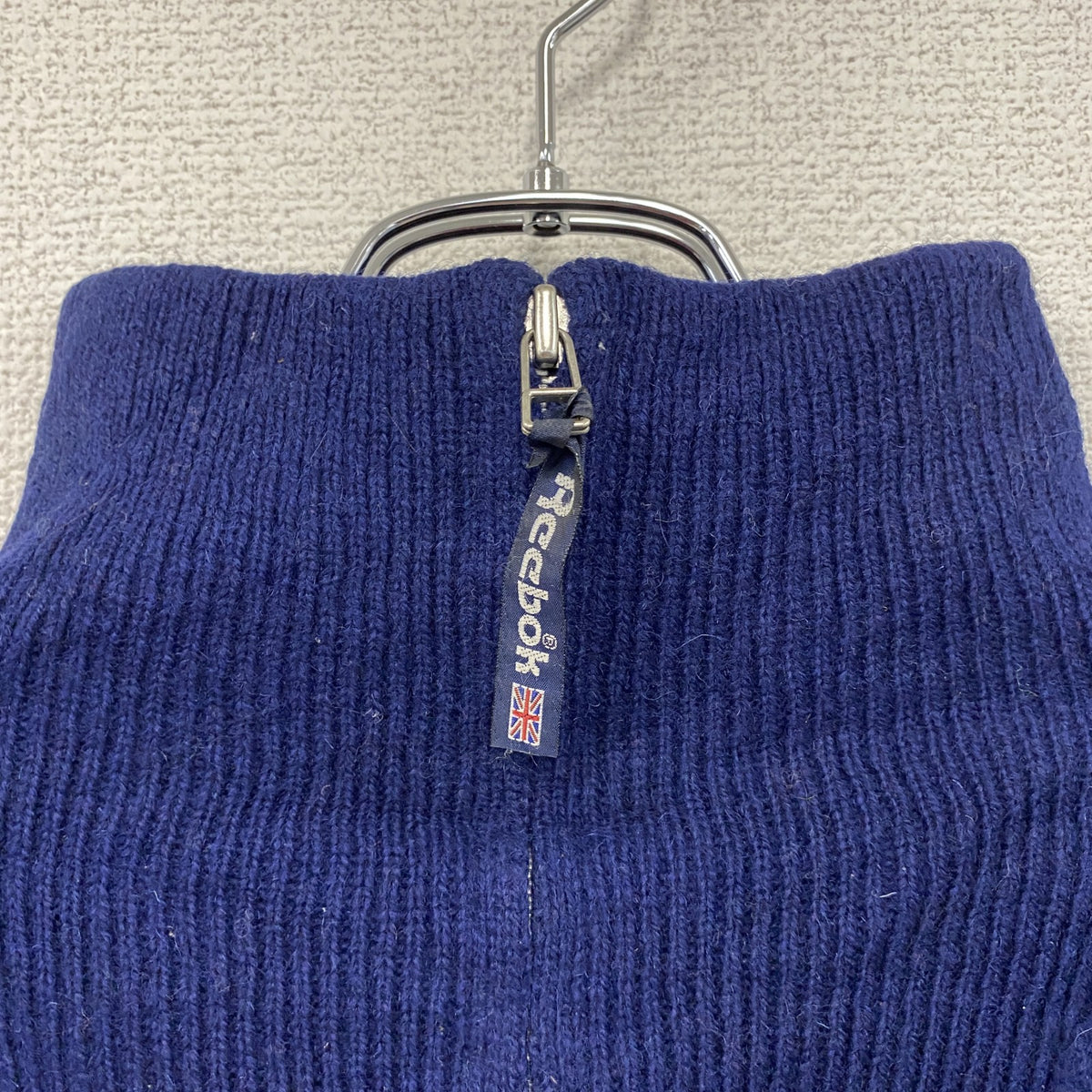 ～00s　Reebok　リーボック　ハーフジップウールニットセーター　ヴィンテージ　紺　ネイビー　Sサイズ　古着