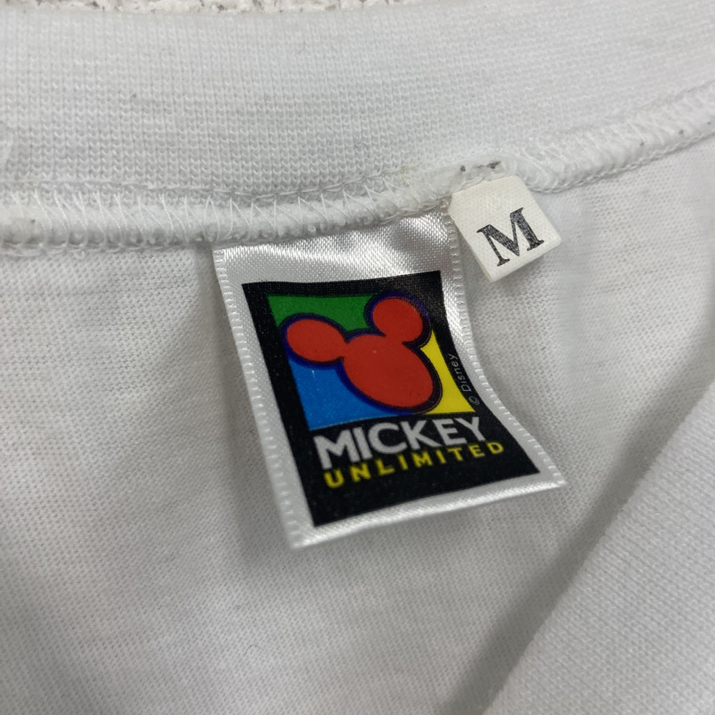 Disney　MICKEY MOUSE　ミッキーマウス　半袖プリントTシャツ　白　ホワイト　Mサイズ カットソー メンズ 古着