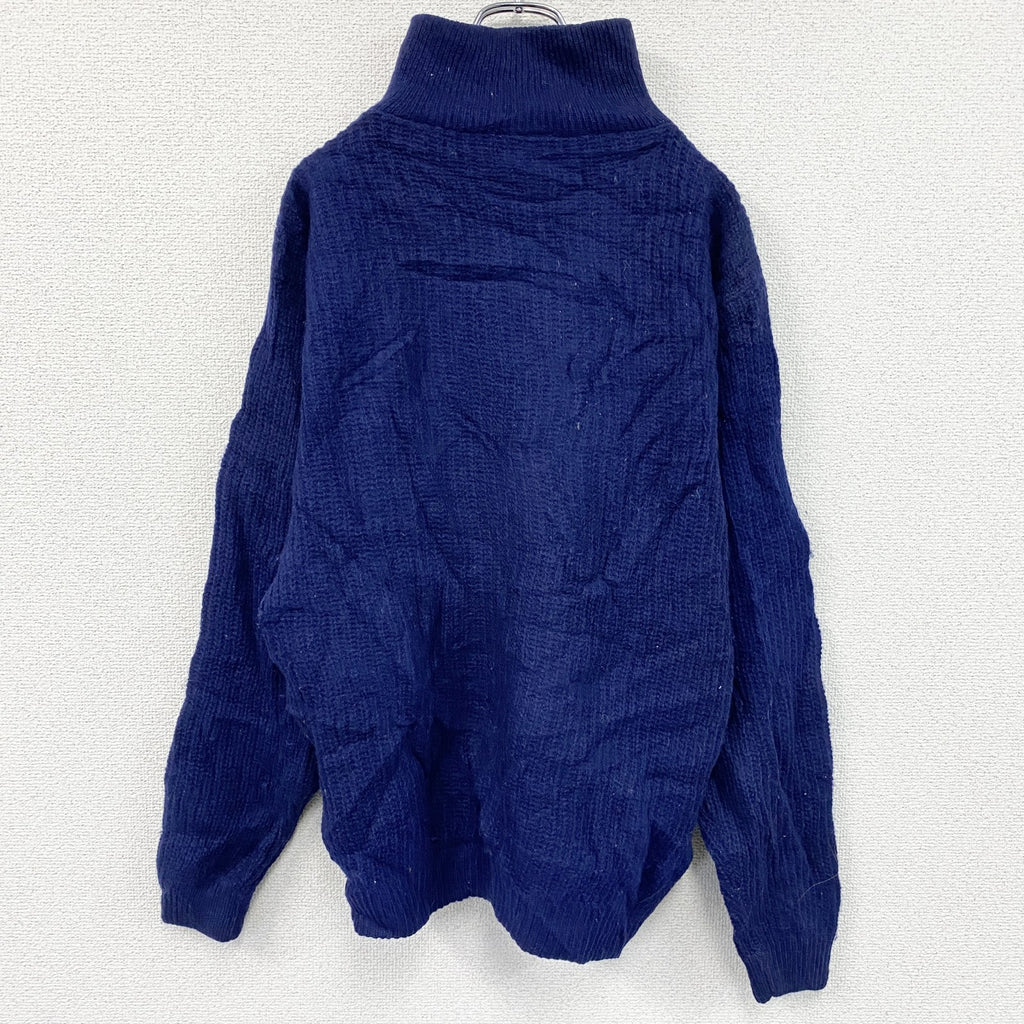 ～00s　Reebok　リーボック　ハーフジップウールニットセーター　ヴィンテージ　紺　ネイビー　Sサイズ　古着