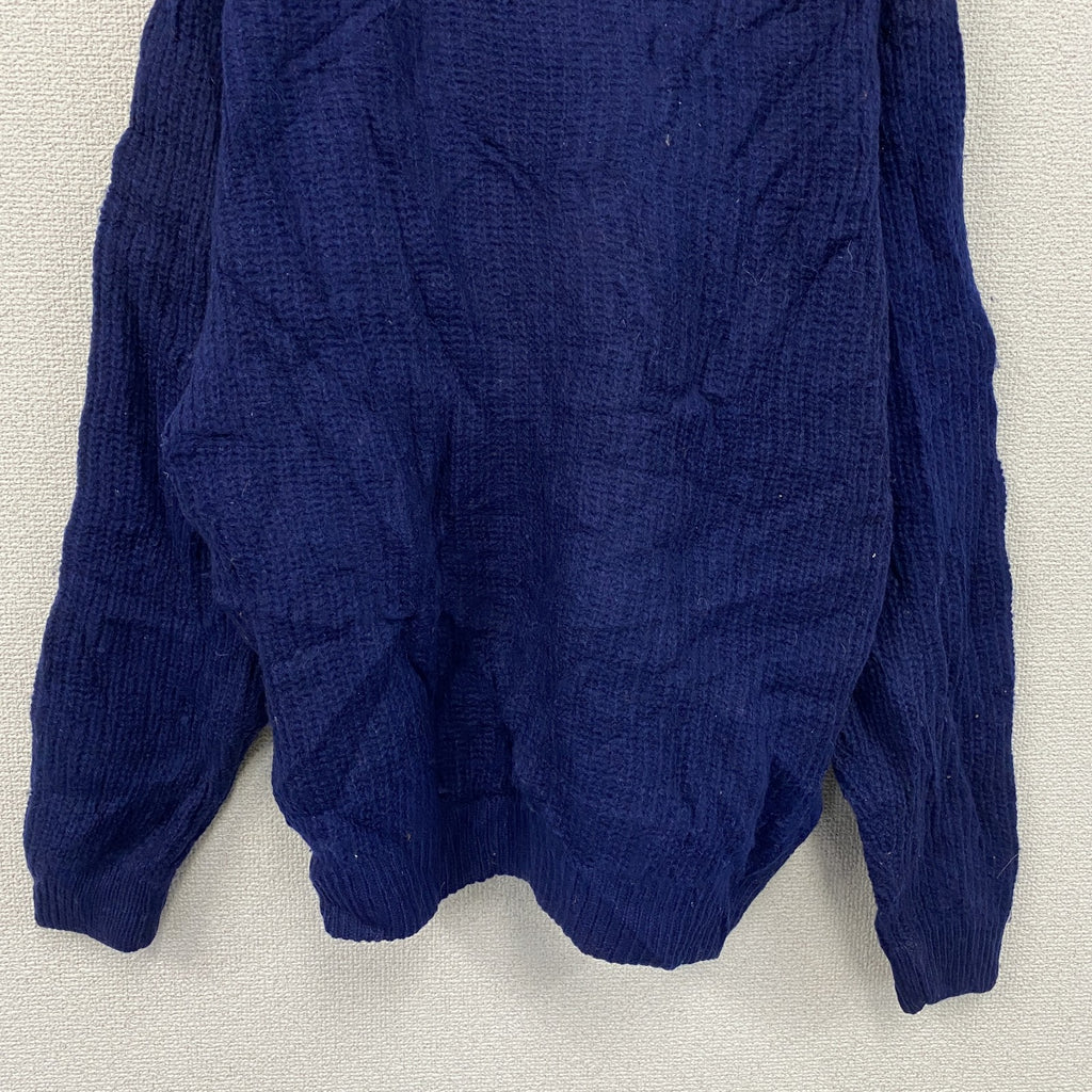～00s　Reebok　リーボック　ハーフジップウールニットセーター　ヴィンテージ　紺　ネイビー　Sサイズ　古着