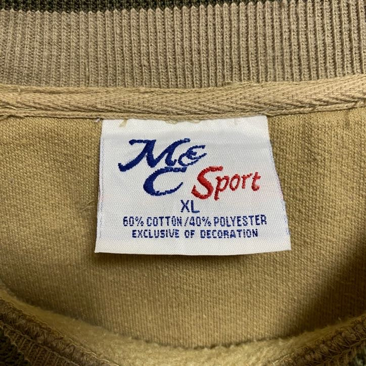 M&CSPORT　長袖刺繍スウェット　トレーナー　ゴルフ　スポーツ　茶色　ブラウン　レトロ　ビッグシルエット　XLサイズ　古着