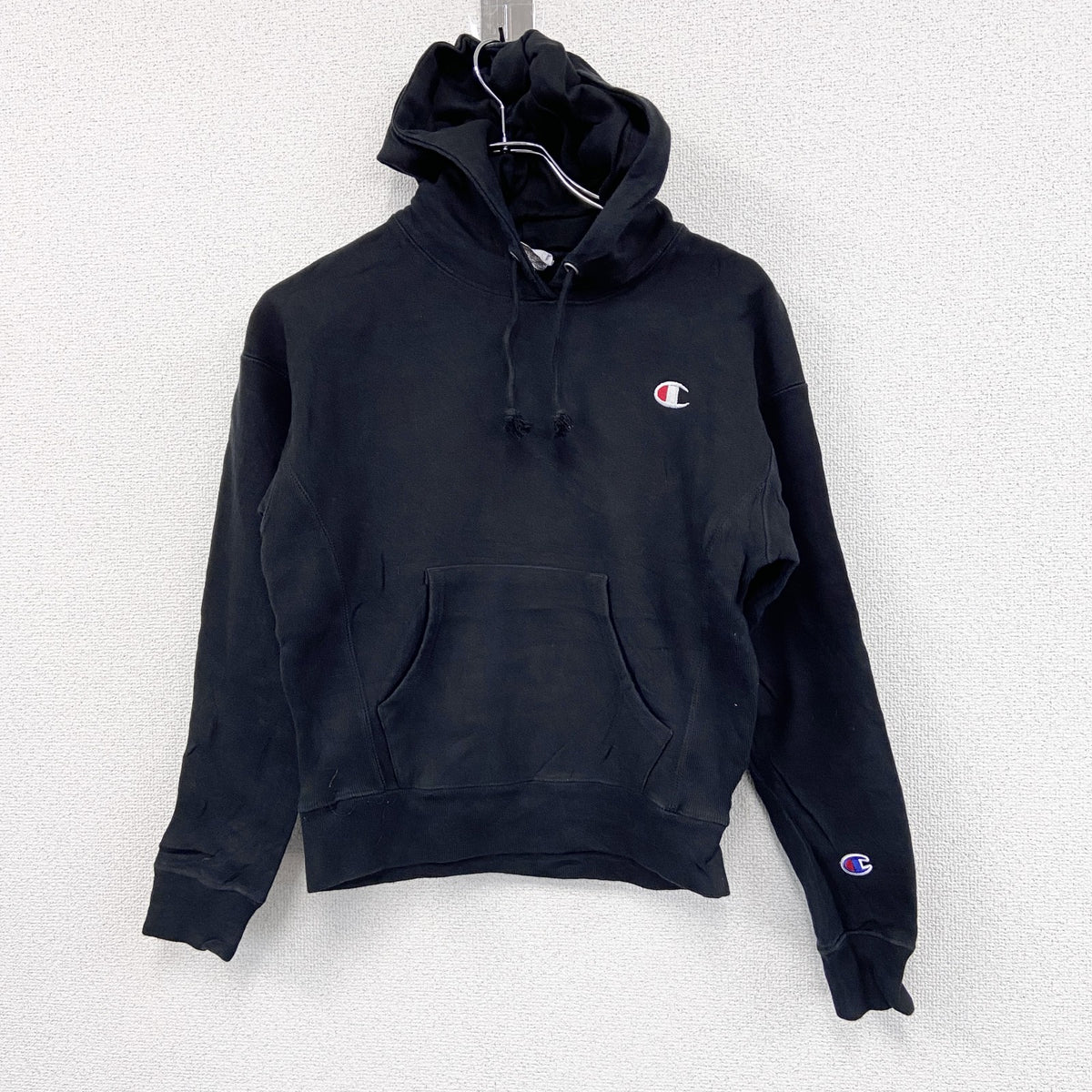 Champion　チャンピオン　リバースウィーブ　スウェットパーカー/フーディー　黒　ブラック　XSサイズ　古着